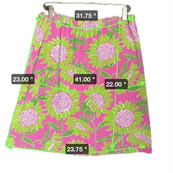 Lilly Pulitzer Silk Daisy Pencil Skirt Women's 8 Pink Green Spring Floral - Picture 4 of 4